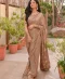Rose Gold Sequins-Embroidered Net Saree with Embellished Blouse by Huma Adnan
