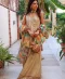 White and Gold Chiffon Shirt with Gold Palazzo
