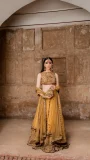 Yellow Gold Lehenga Choli by Lajwanti