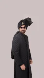 HEAVY MOTIF EMBROIDERED BLACK SHERWANI