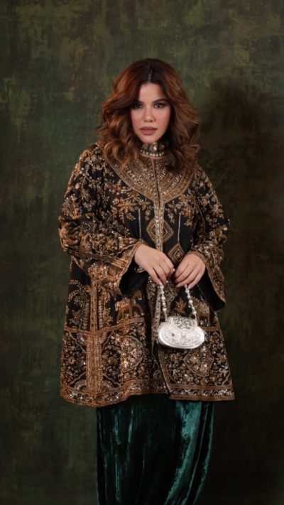 black jacket with intricate Zardozi work