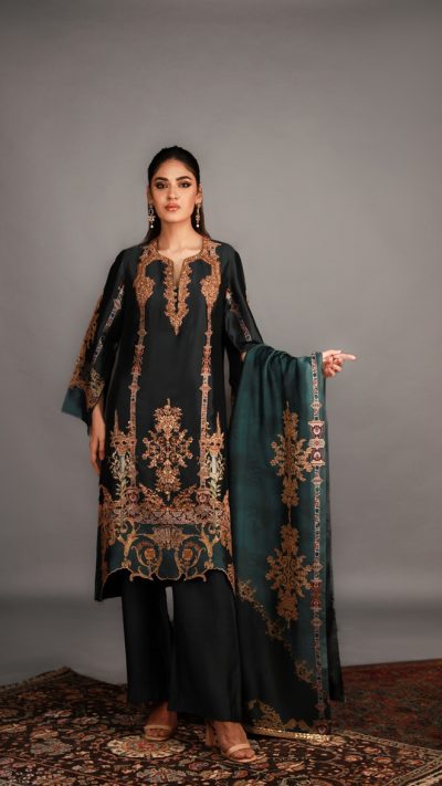 Three-Piece Set In Dark Rich Teal Colour