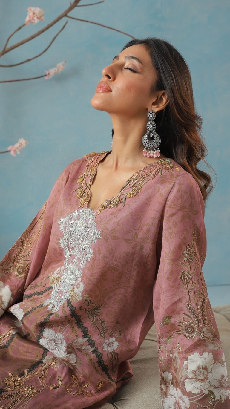 Baroque-Inspired Silk Long Shirt