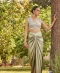 sage-green draped skirt