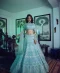 Seafoam Fresh Mint Hand-Embroidered Lehenga Set by Mansi Malhotra