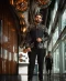 Black embroidered jacket with matching black trousers