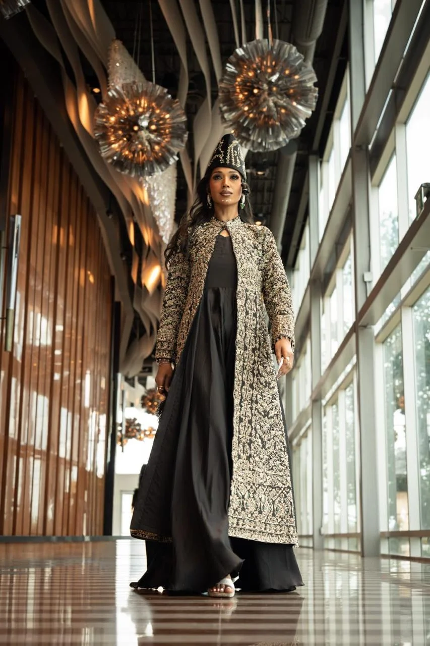 Black flowing gown
