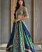 Royal blue and teal lehenga with detailed gold embellishments